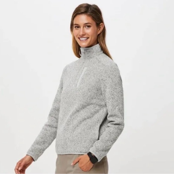 NWT Figs women’s charcoal gray half zip on shift sweater - Picture 6 of 8